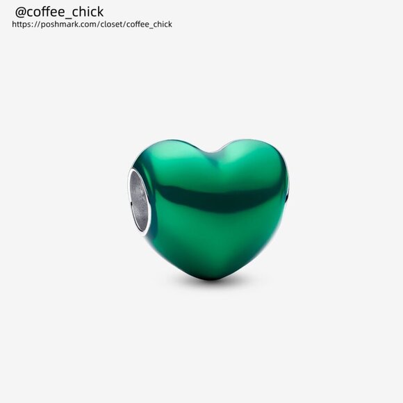 Pandora Metallic Green Heart Charm|Pendant - Picture 1 of 2